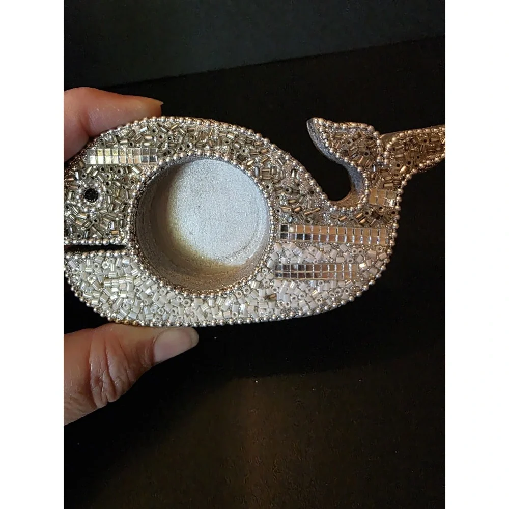 Pier One Tealight Candle Holders Lot Of 2 Beaded  Whales